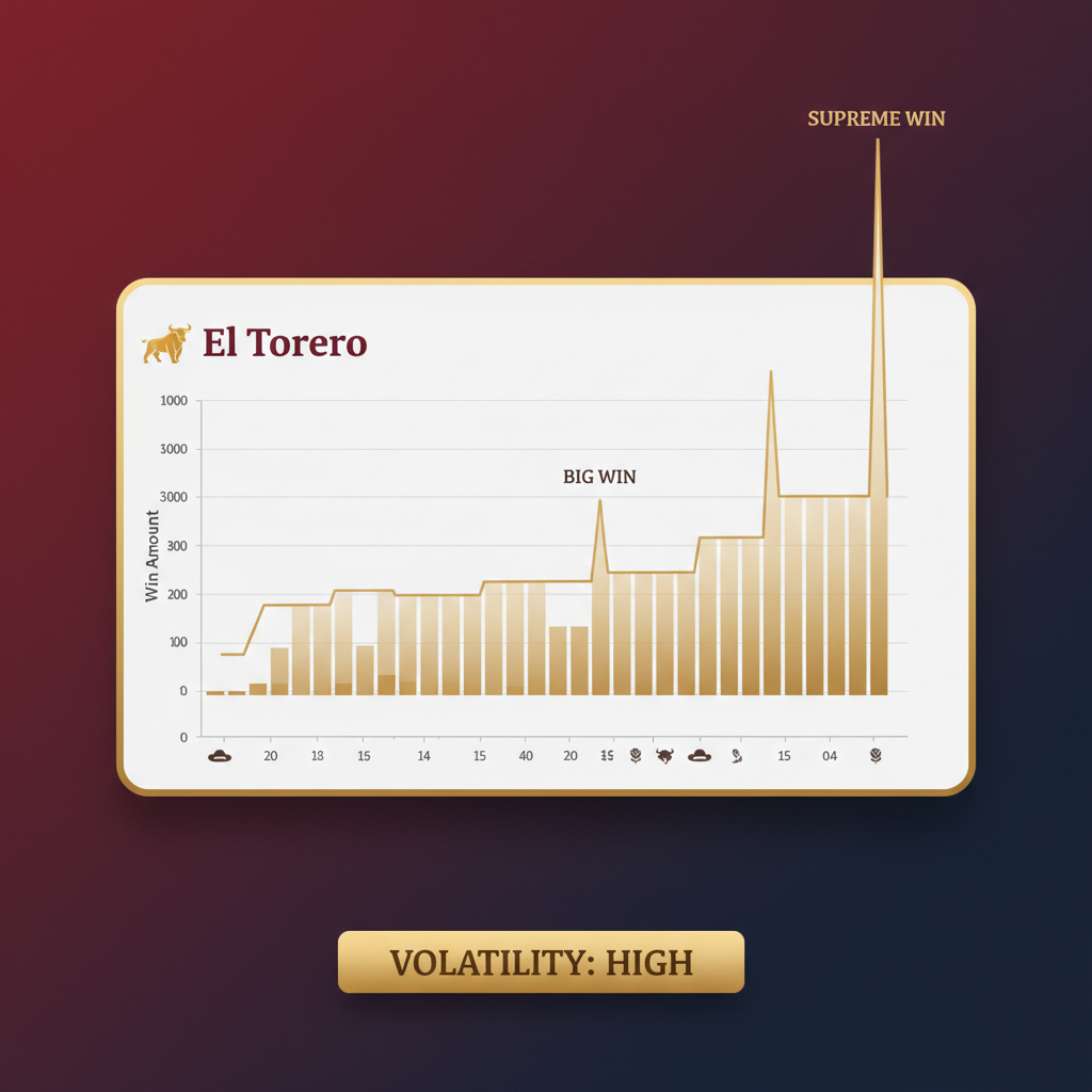 El Torero Volatilitäts-Diagramm zeigt lange Verlustphasen mit seltenen großen Gewinnen